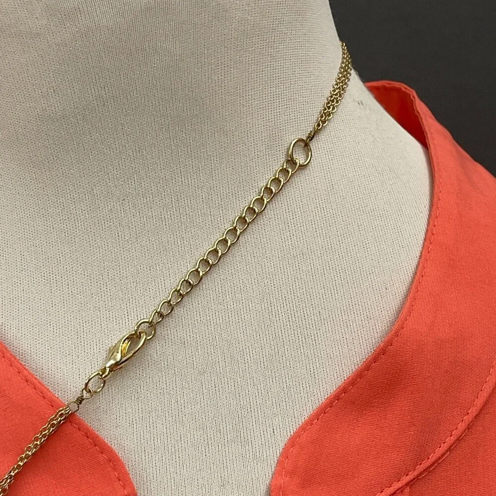 Gray Gold-tone Beaded Strands Women's‎ Fashion Necklace NWOT